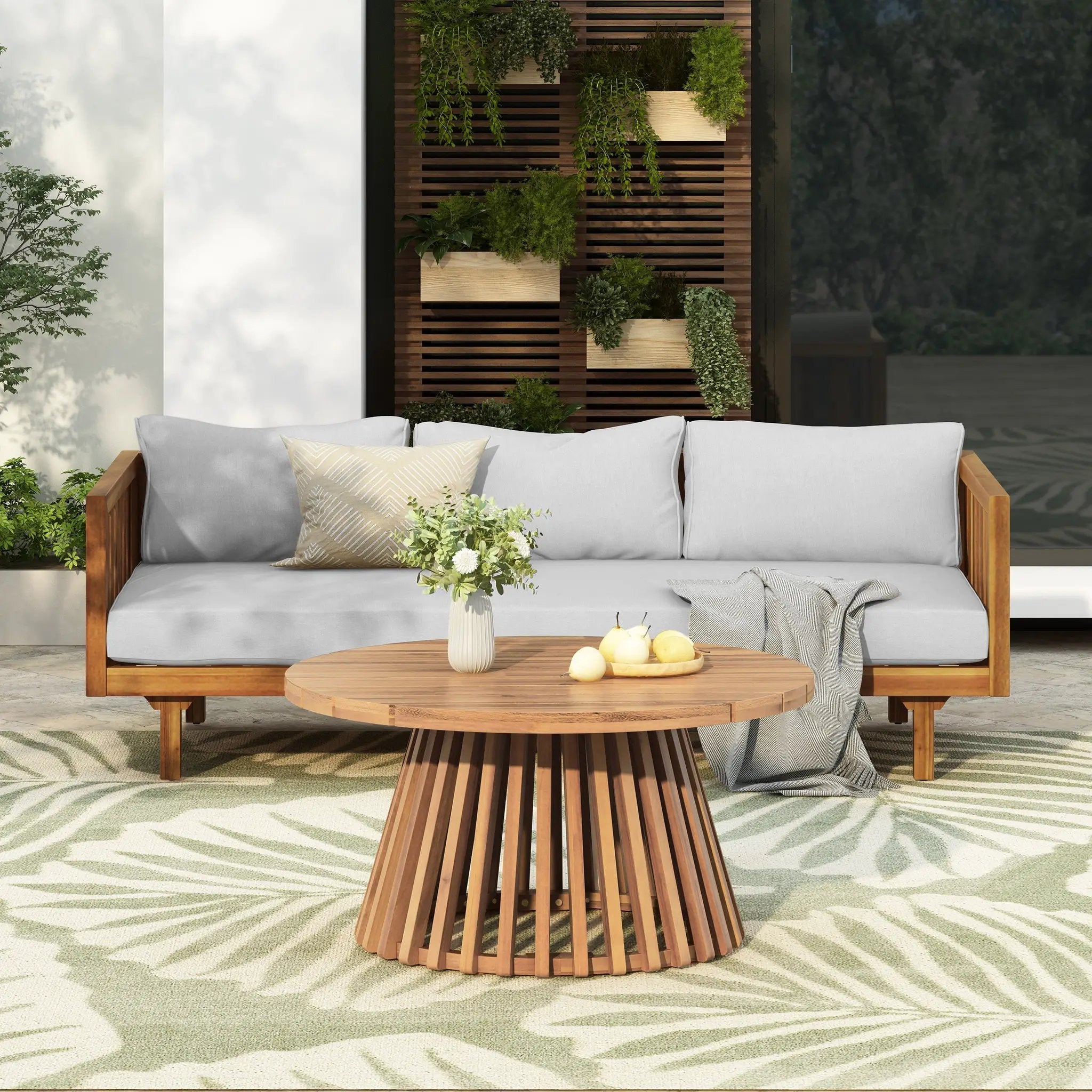 Claremont 3-Seater Daybed and Acacia Wood Patio Table Set by HouseOfZazla