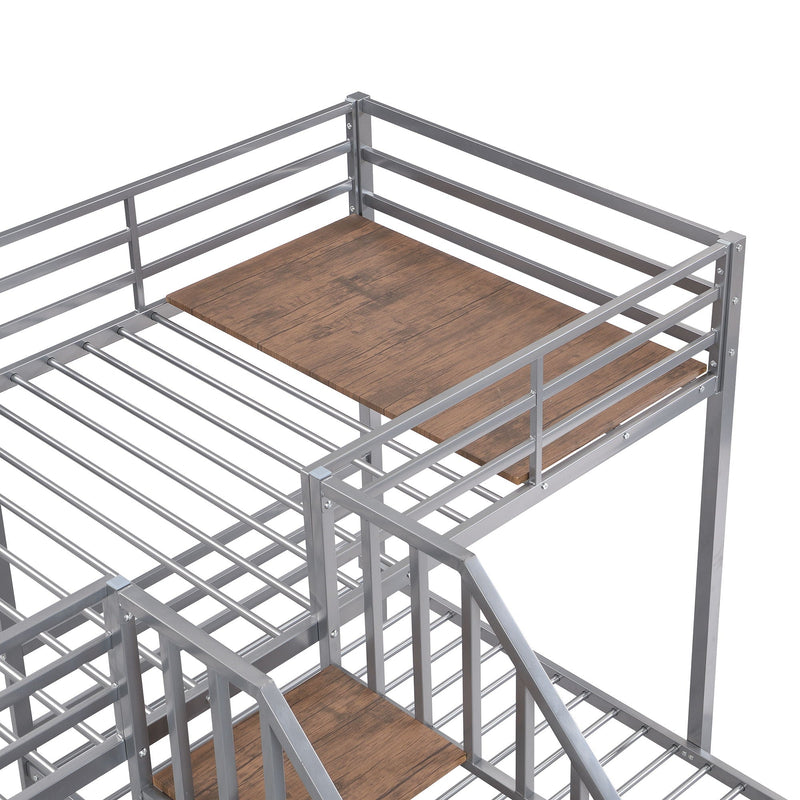 Metal Bunk Bed With Storage Shelves Staircase by HouseOfZazla