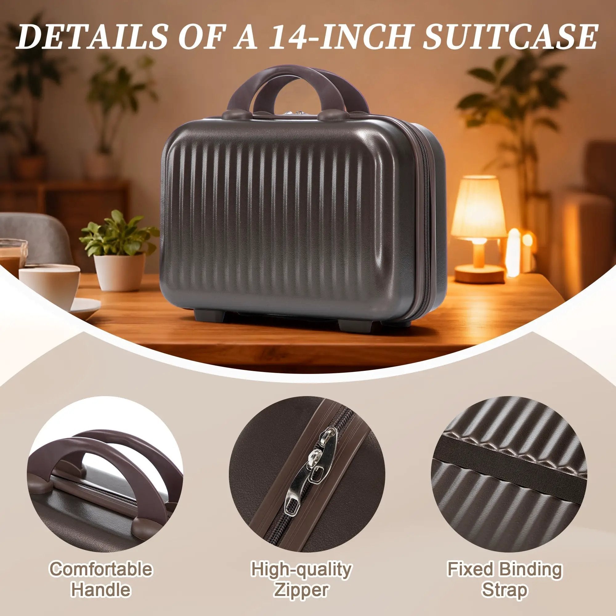 14' & 20' ABS Spinner Wheel Luggage Set with Cosmetic Case by HouseOfZazla