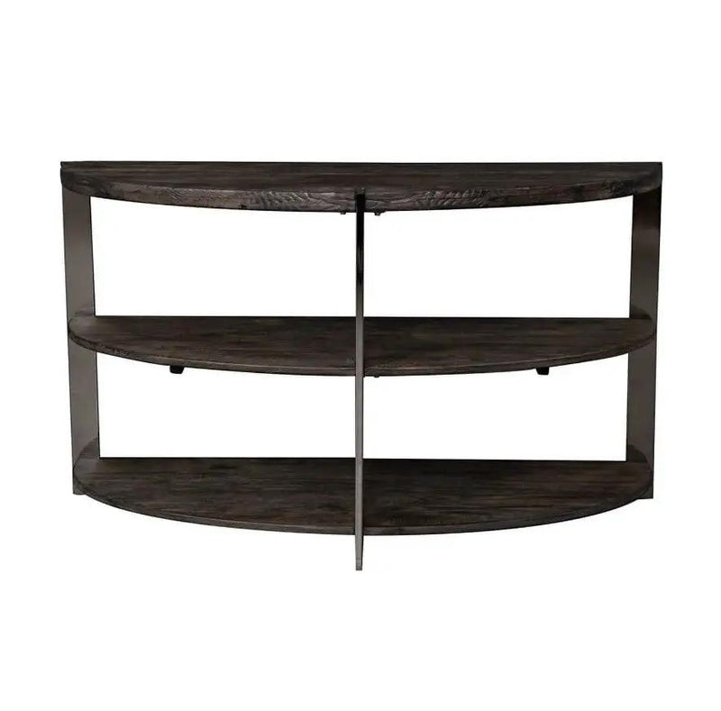 Kalne Console Table Half Moon Shape with 2 Open Shelves by HouseOfZazla