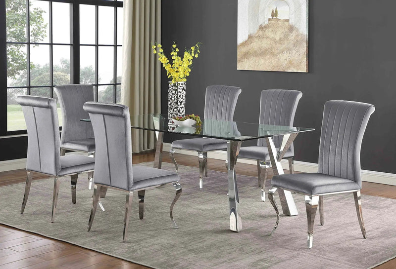 Alaia Rectangular 79-inch Glass Top Dining Table Chrome by Unique Piece Furniture