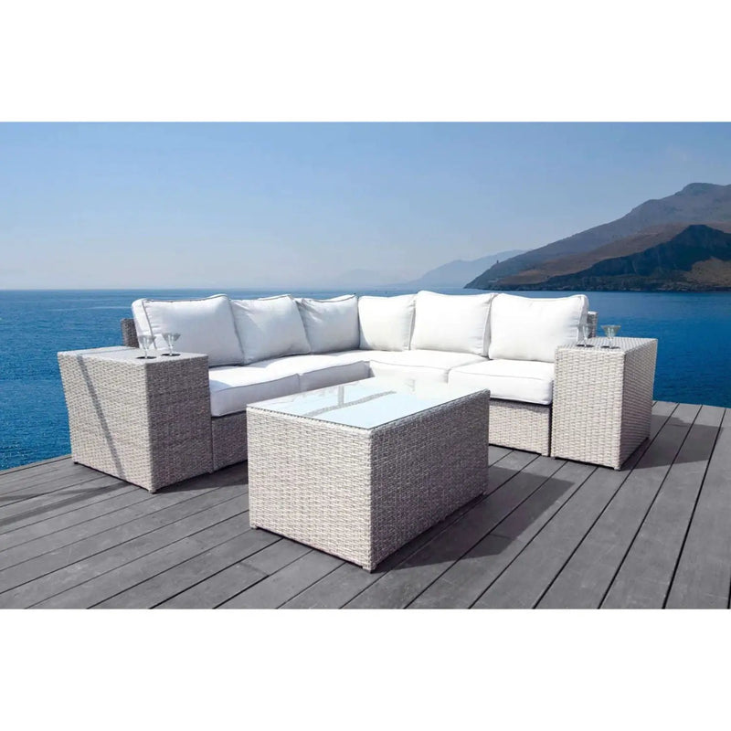 Outdoor Wicker Sectional With Weather Resistant Cushions And Table by HouseOfZazla