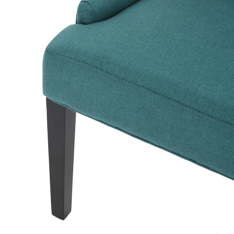 Dining Chair Set of 2 With Upholstered Diamond Tufting And Espresso Birch Legs - Teal by HouseOfZazla