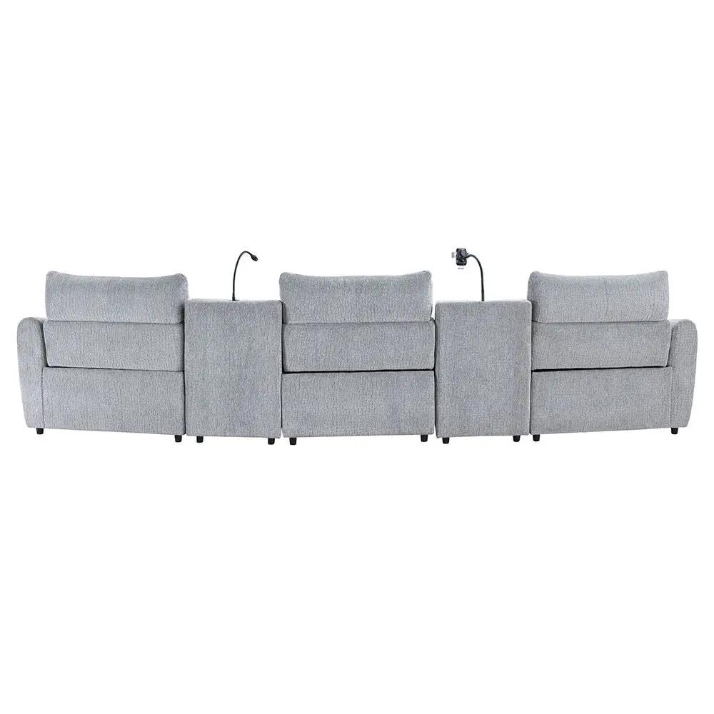 Fullar - Modular Console With Speaker & Cup Holder - Light Gary Chenille by Unique Piece Furniture