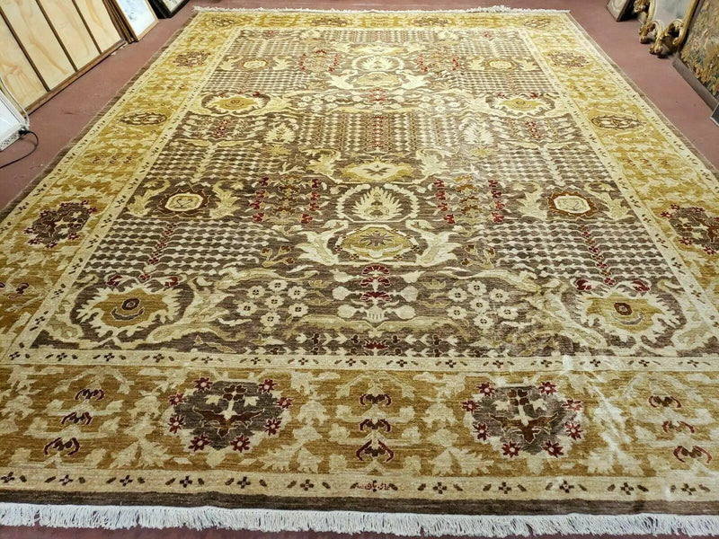 10' X 14' Handmade Pak Peshavar Chobi Agra Wool Carpet Coffee Brown Gold by Jewel Rugs