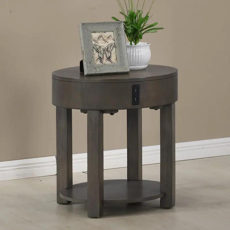 Jonah - MDF End Table With USB Ports - Light Brown by Unique Piece Furniture