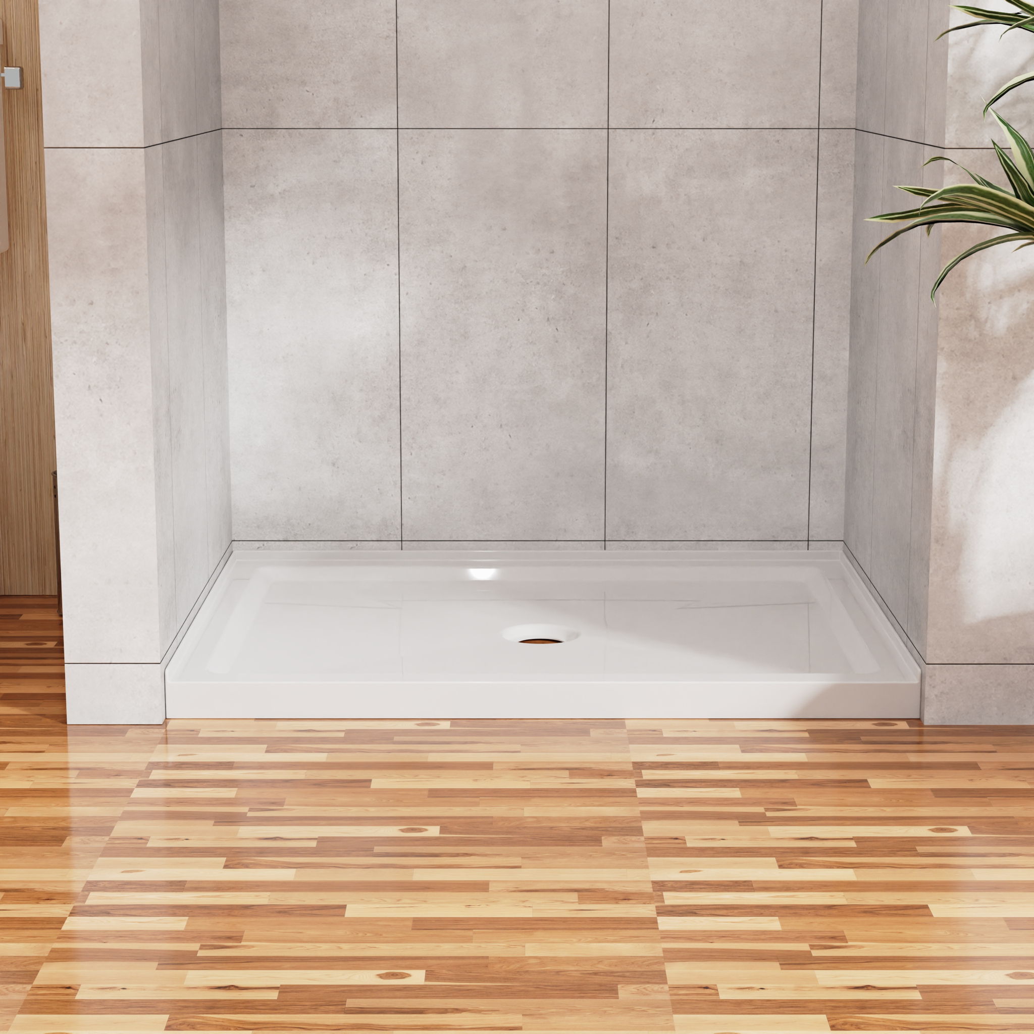 Shower Base Anti Slip Center Drain Single Threshold 32" X 48" - White by HouseOfZazla