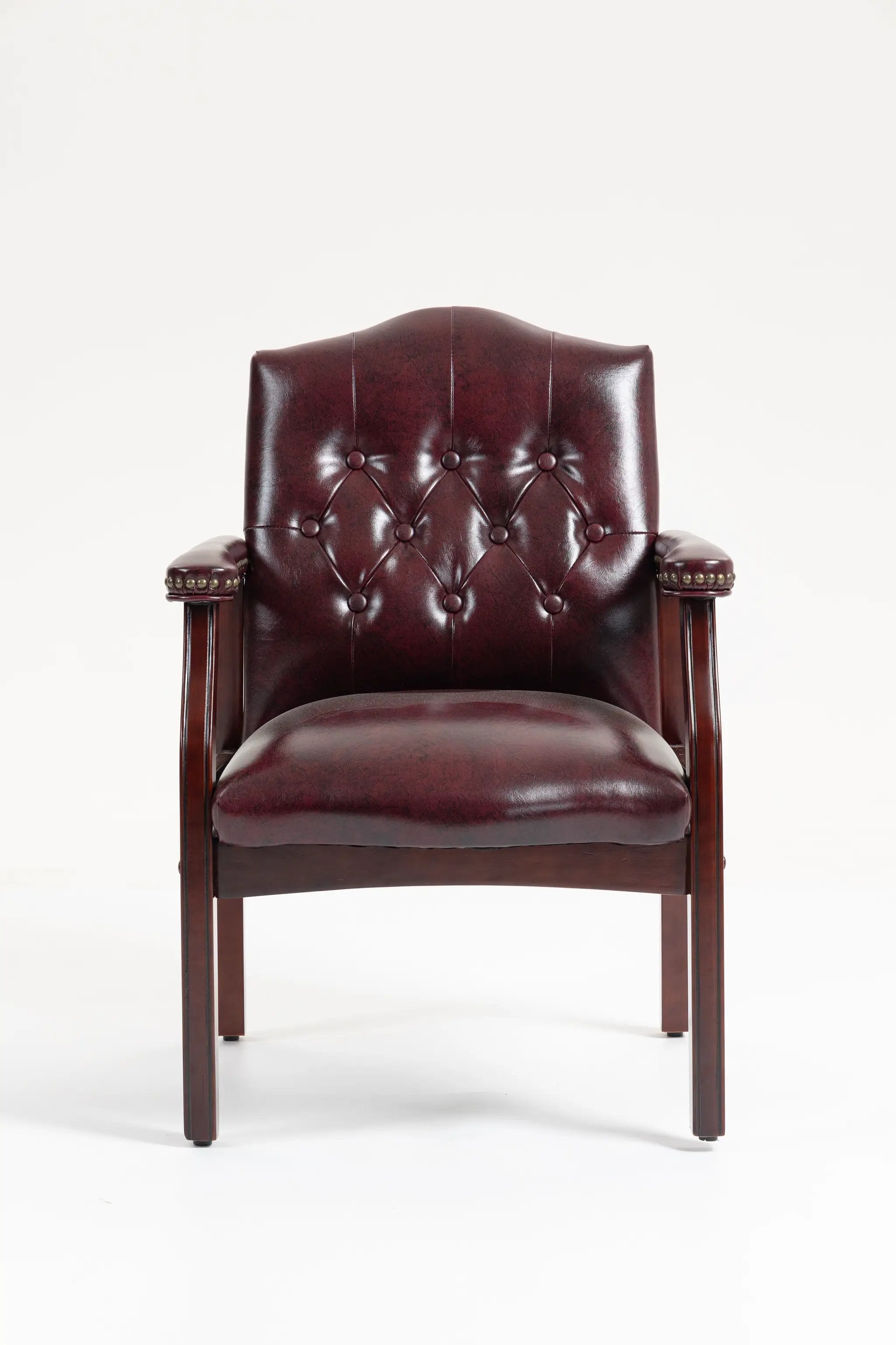 Burgundy Leather Reception Guest Chairs by HouseOfZazla