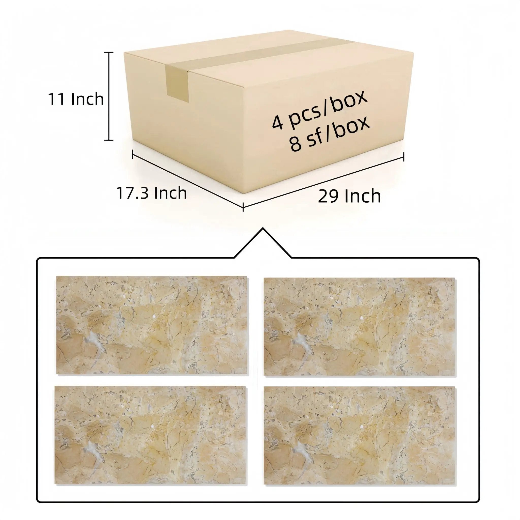 Marble Tile For Floor And Wall Honed 12 x 24" Stone (Set of 4) - Beige / Gold by HouseOfZazla