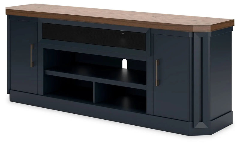 Landocken - XL TV Stand W/Fireplace Option - Brown / Blue by Unique Piece Furniture
