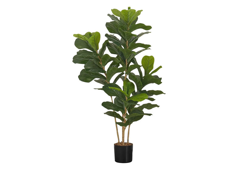 41" Tall, Artificial Plant, Fiddle Tree, Indoor, Faux, Fake, Floor, Greenery, Potted, Real Touch, Decorative - Green / Black by Unique Piece Furniture