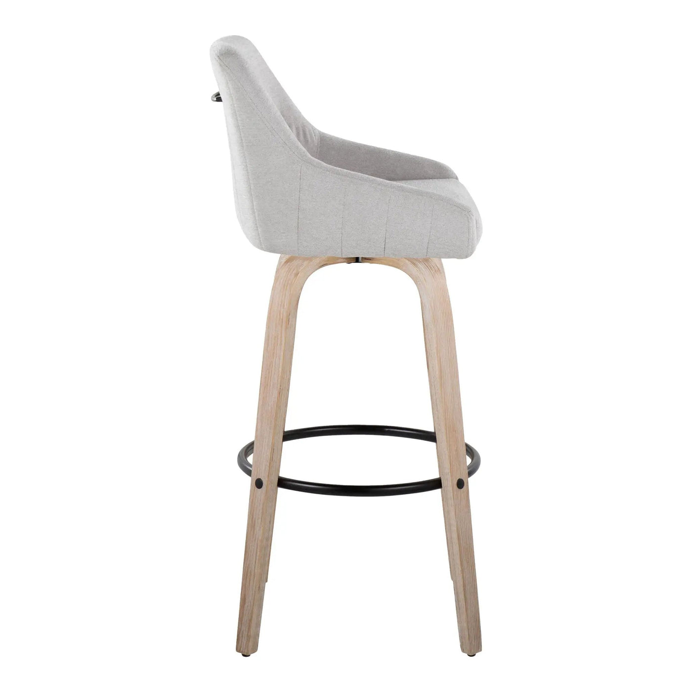 Hannah - Transitional Fixed Height Barstool With Swivel With Round Footrest (Set of 2) by HouseOfZazla