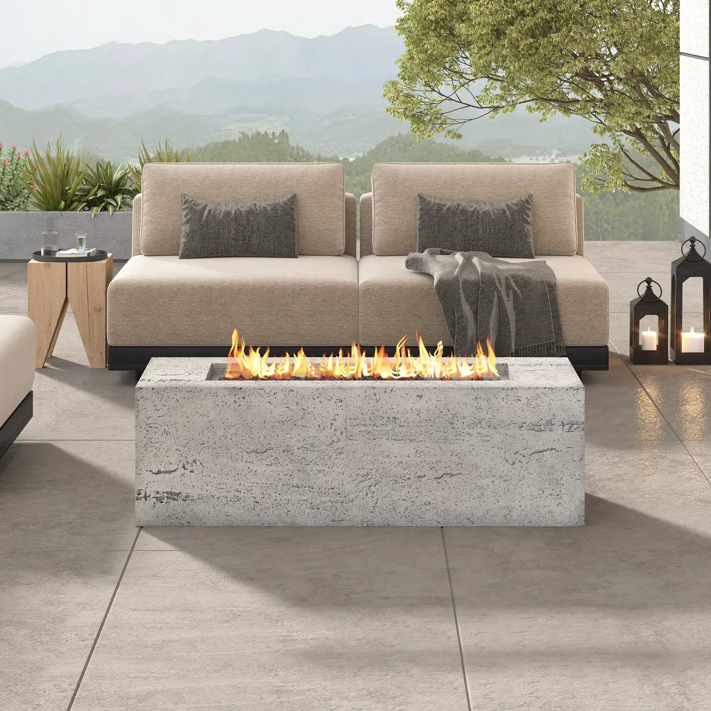 U_STYLE Outdoor Rectangular Propane Fire Pit 41.9" 40000 BTU by HouseOfZazla