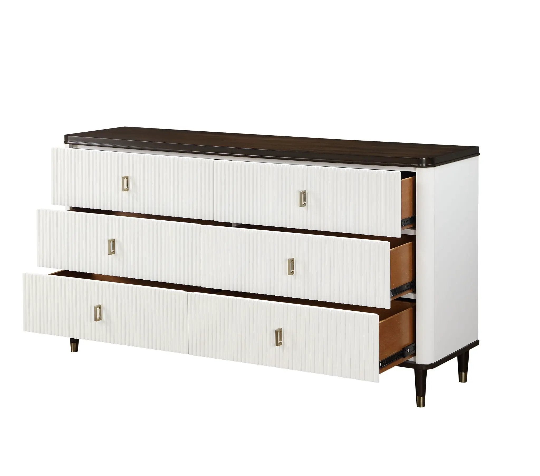 Carena - Dresser With Jewerly Tray - White / Walnut by Unique Piece Furniture