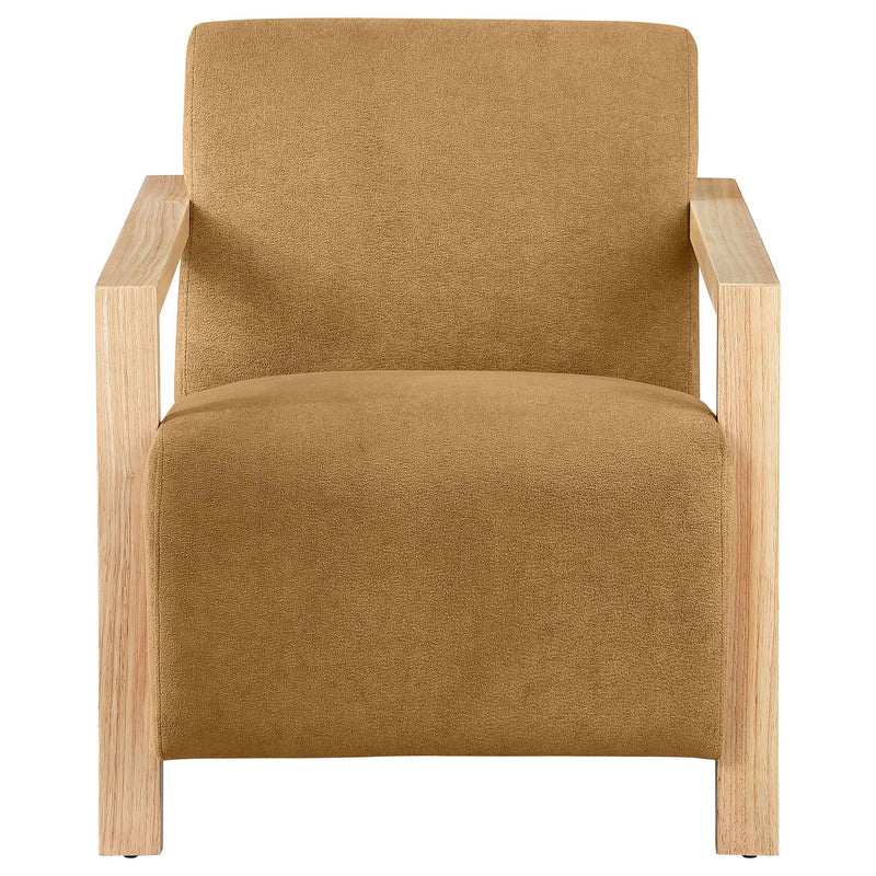 Diego Upholstered Accent Arm Chair with Wood Arms Honey by Unique Piece Furniture