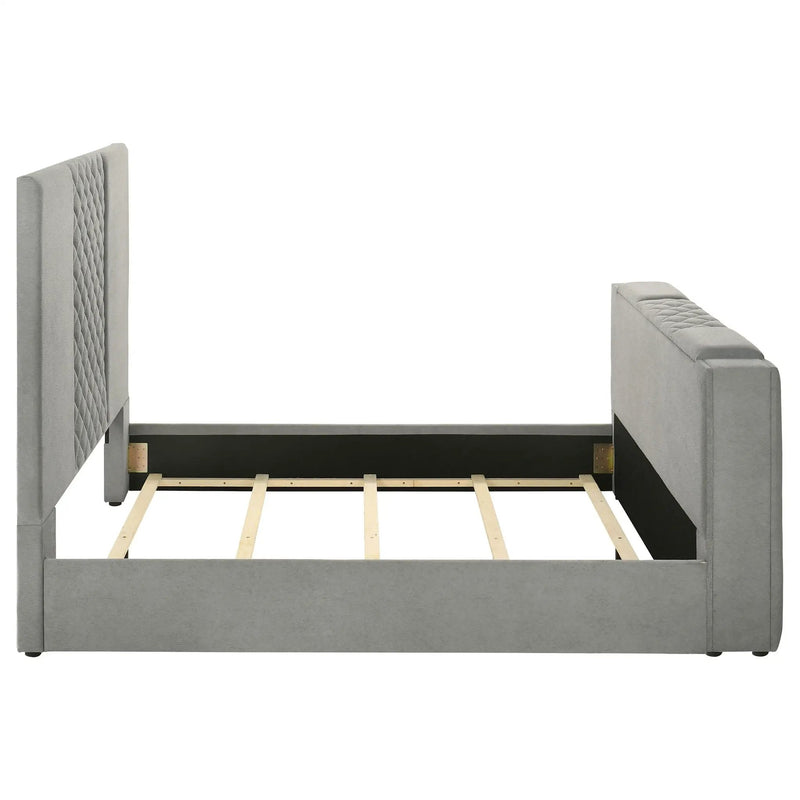 Tara 61-inch Upholstered Queen Panel TV Bed Grey by Unique Piece Furniture