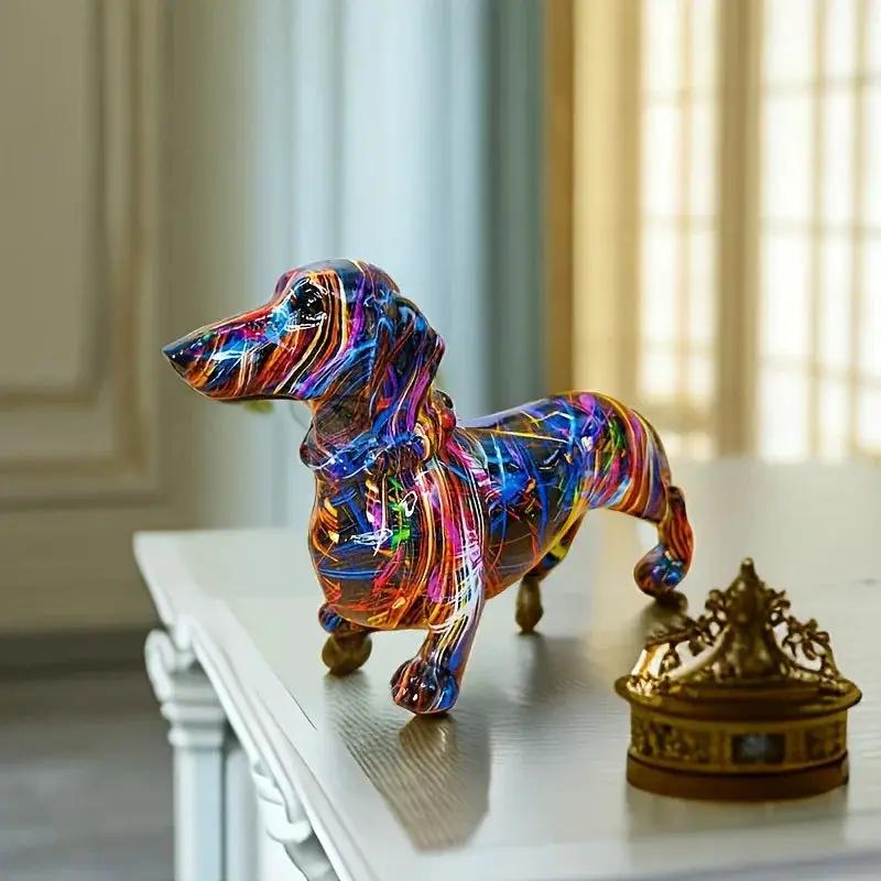 Dachshund Figurine - Modern Rainbow Ceramic by House Of Avana