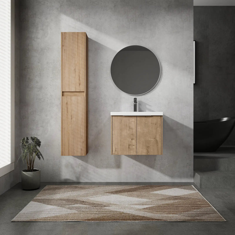 24" Wall-Mounted Bathroom Vanity With Sink and Side Cabinet by HouseOfZazla