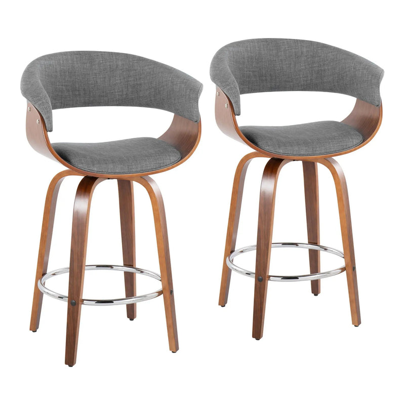 Vintage Mod - Mid Century Modern Fixed Height Counter Stool With Swivel With Round Footrest (Set of 2) by HouseOfZazla