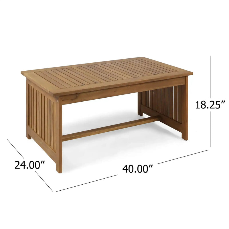 Acacia Wood Rectangular Patio Coffee Table for Outside by HouseOfZazla