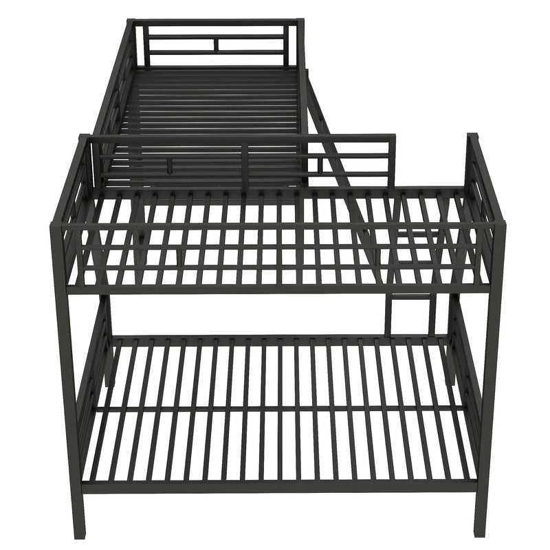 Twin Over Full Bunk Bed With Loft And Desk, L-Shaped Design For 3 Sleepers - Black by Unique Piece Furniture