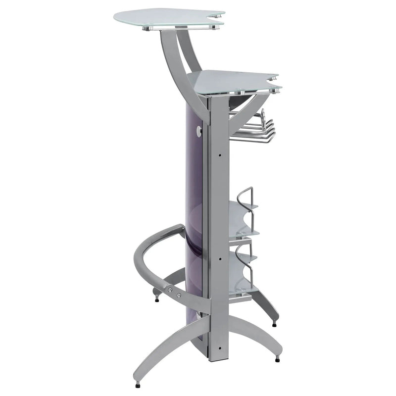 Dallas 2-shelf Curved Freestanding Home Bar Cabinet Silver by Unique Piece Furniture