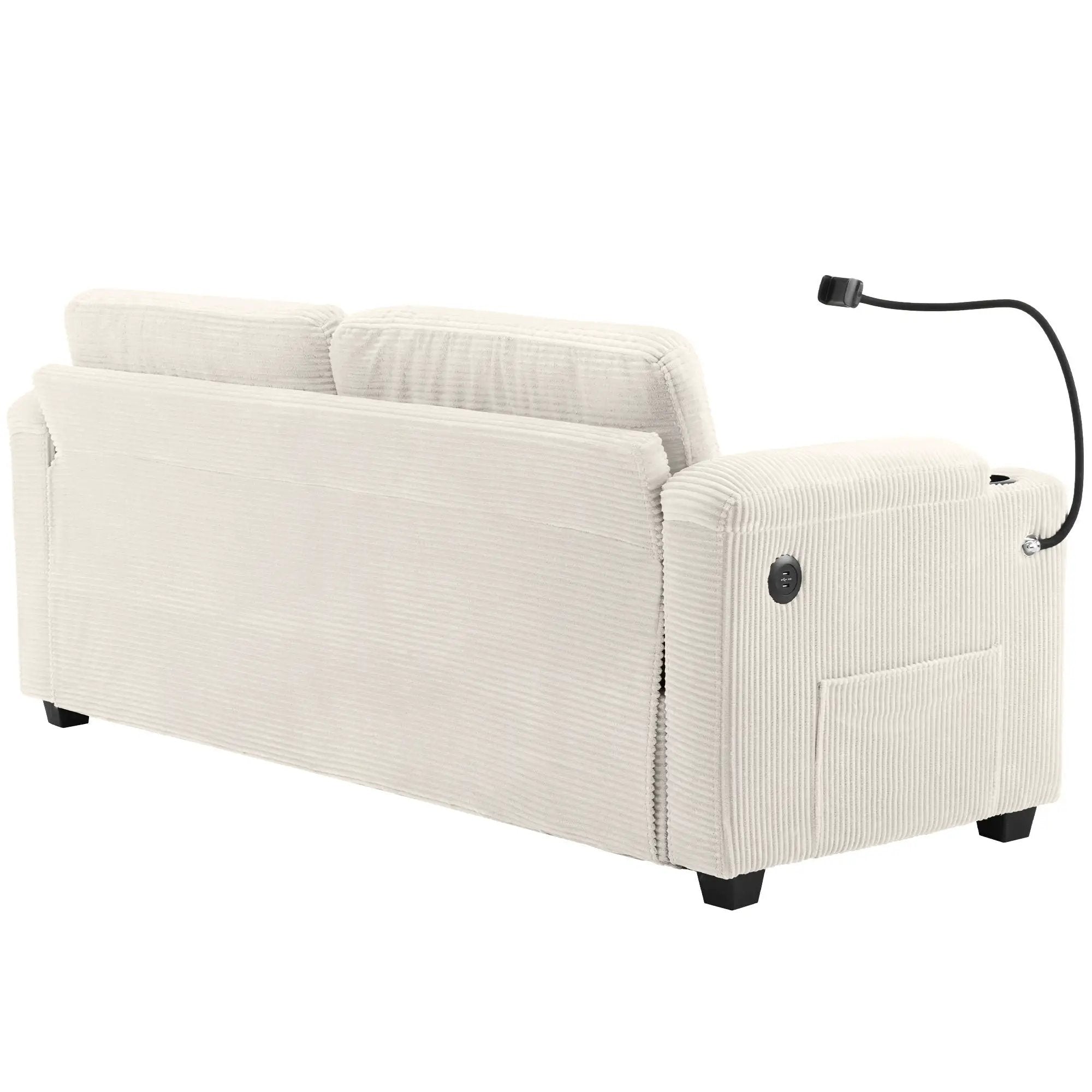 Sleeper Sofa Loveseat Sofa With Full Size Mattress, 2 USB Ports, 2 Cup Holders, 2 Side Pockets And Phone Holder by HouseOfZazla