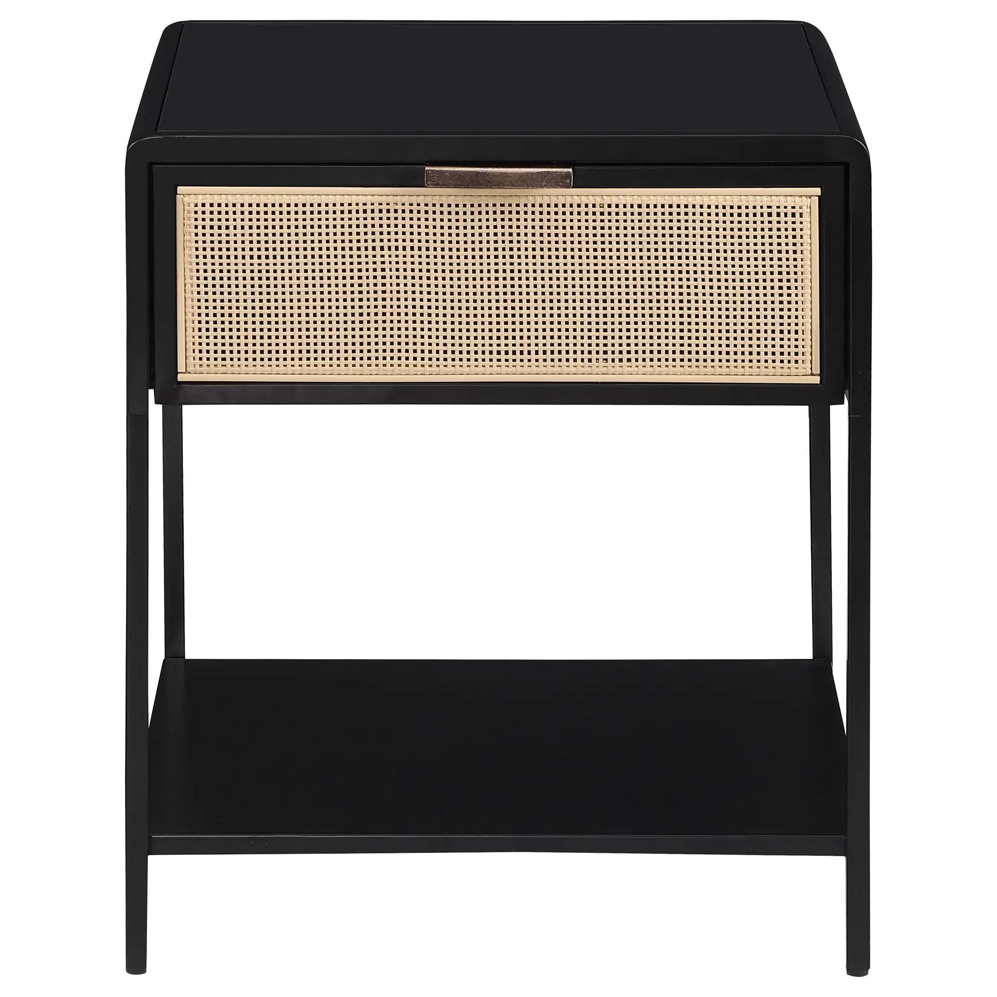 Amherst 1-drawer Radio Weave Cane Metal Bedside Table Black by Unique Piece Furniture