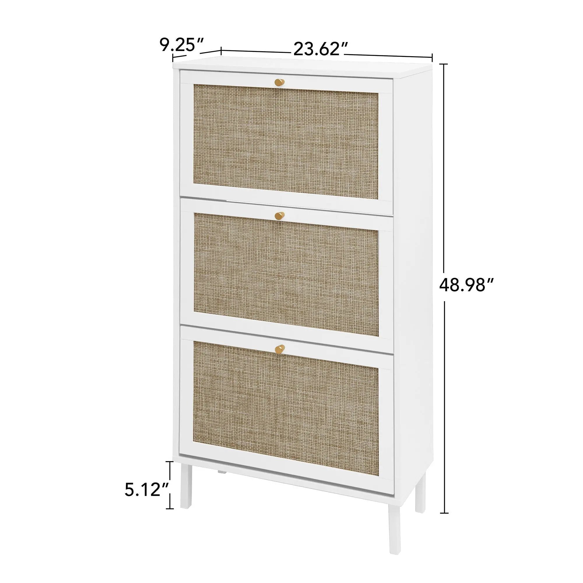 Modern Rattan 3 Door Shoe Rack Cabinet For Entryway by Unique Piece Furniture