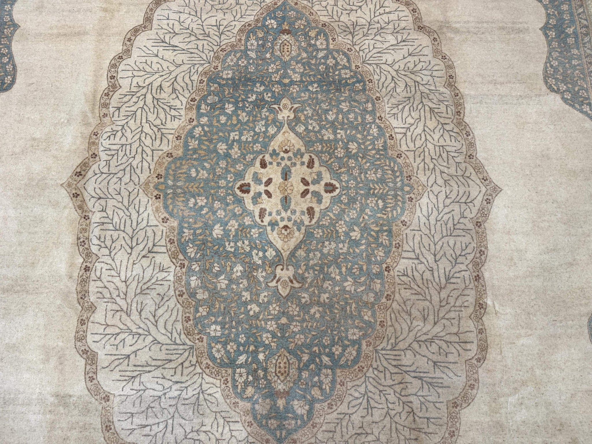 Palace Size Pak Persian Rug 12x18, Haji Jalili Design, Pakistani Carpet, Oat and Light Blue, Fine 260 KPSI by Jewel Rugs