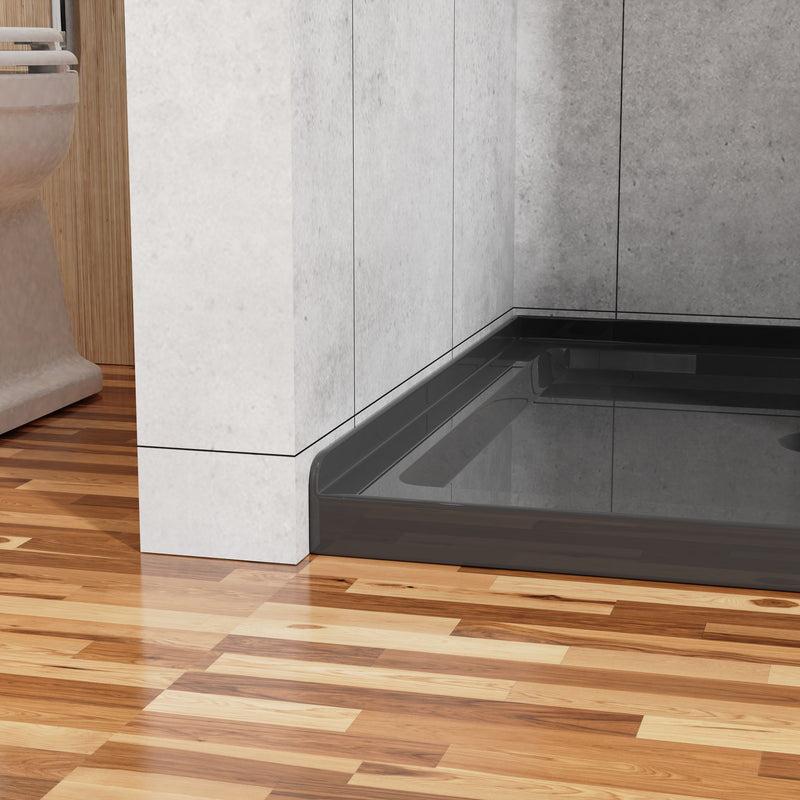 Shower Base, Anti Slip Center Drain Single Threshold - Black by HouseOfZazla