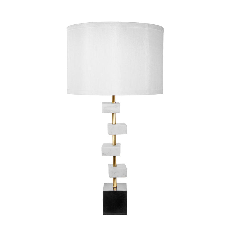 D15x30' Table Lamp with White Marble and Brass Frame by HouseOfZazla