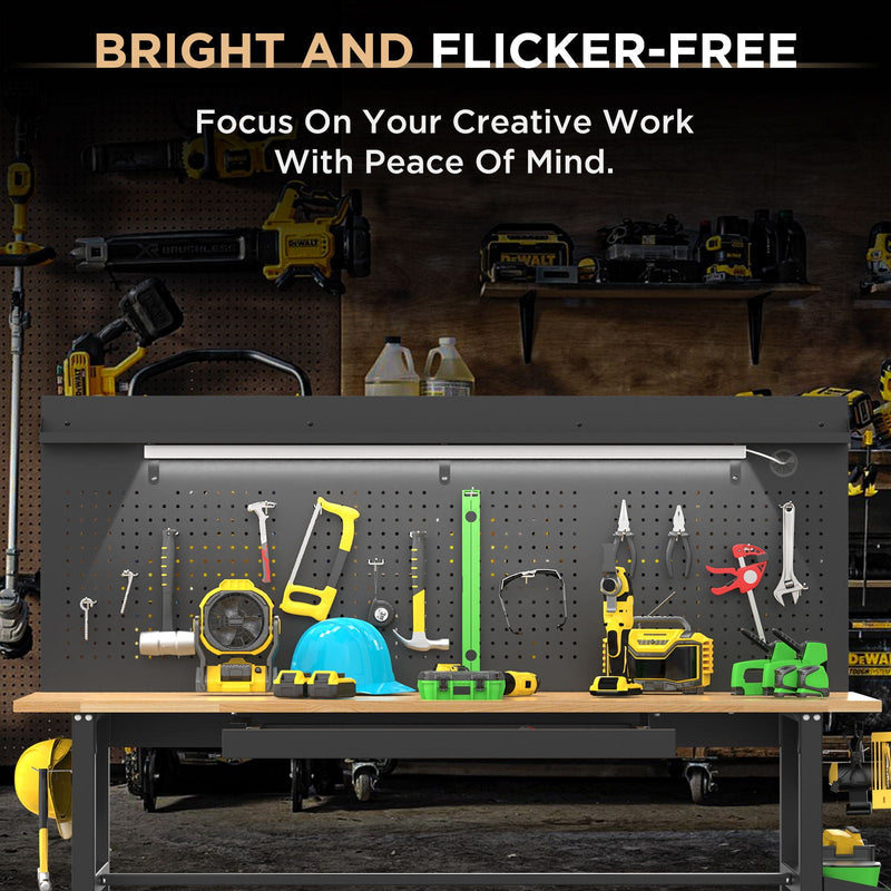 Adjustable Height Workbench, Includes Drawers, Power Outlet, LED Light, Wheels Or Leveling Feet - Black by HouseOfZazla