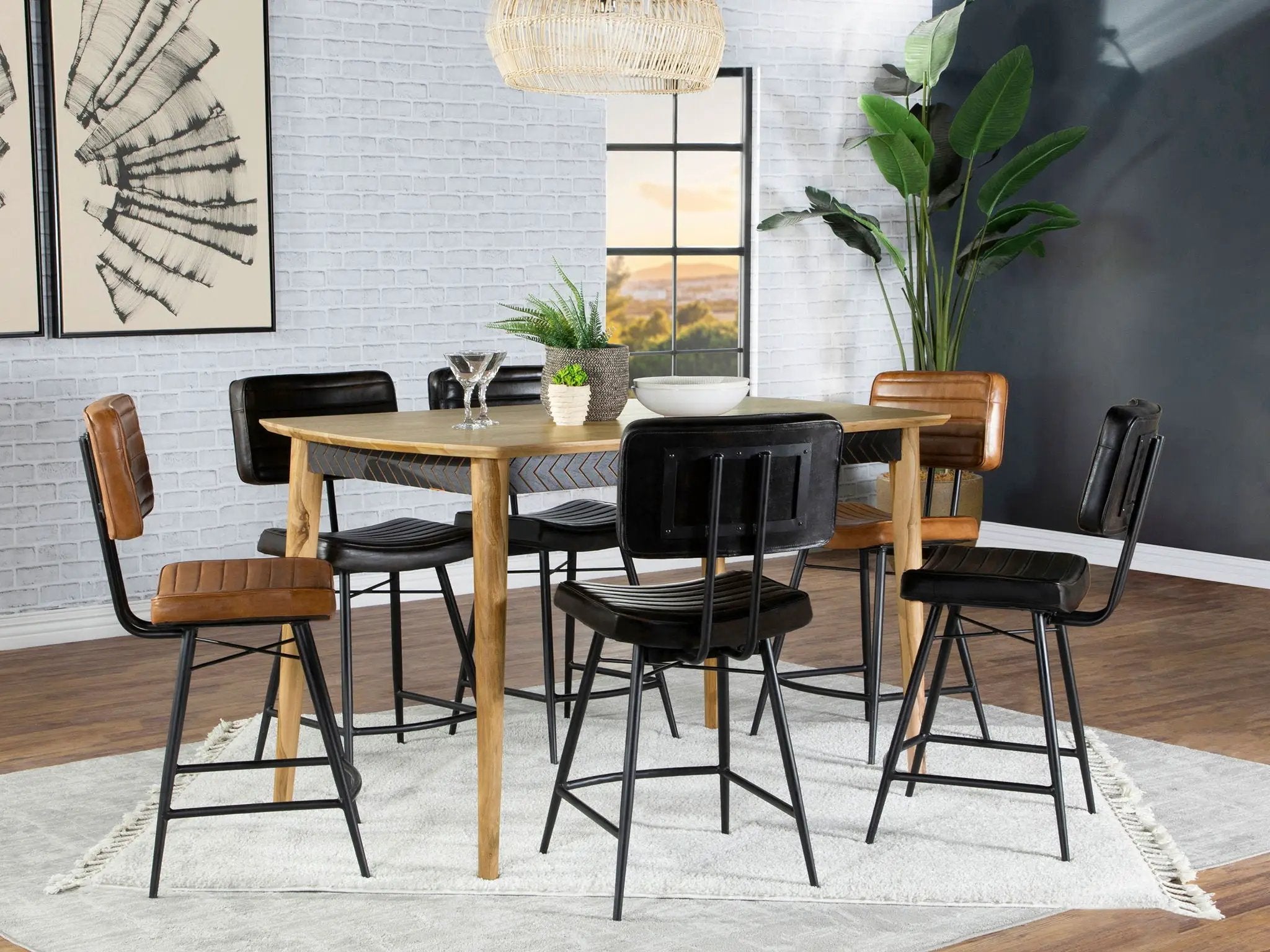 Partridge 7-piece Counter Dining Set Espresso and Camel by Unique Piece Furniture