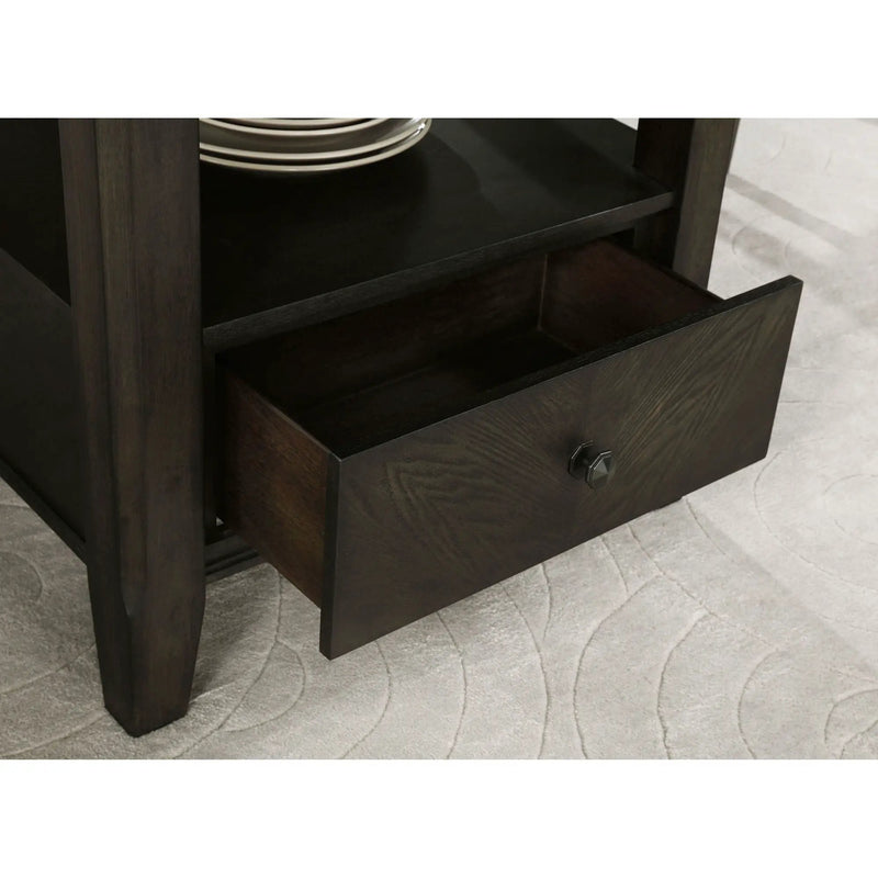 Fulton - Round Dining Table With Drawer - Dark Brown