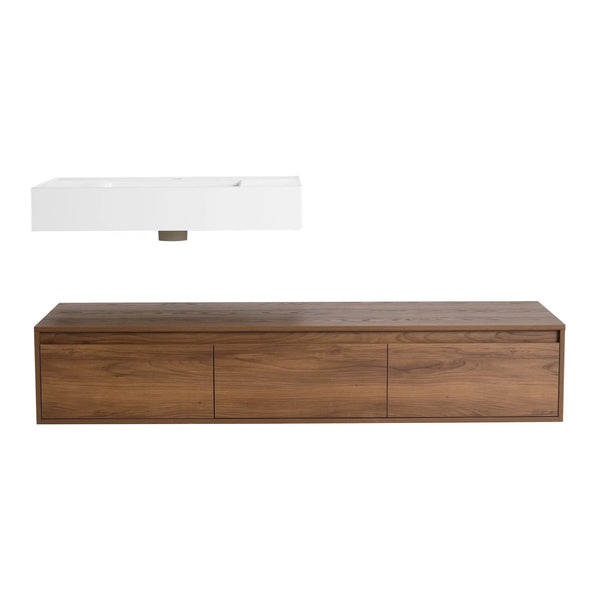 Modern Wall Mounted Bathroom Vanity With Resin Sink And Soft Close Drawer