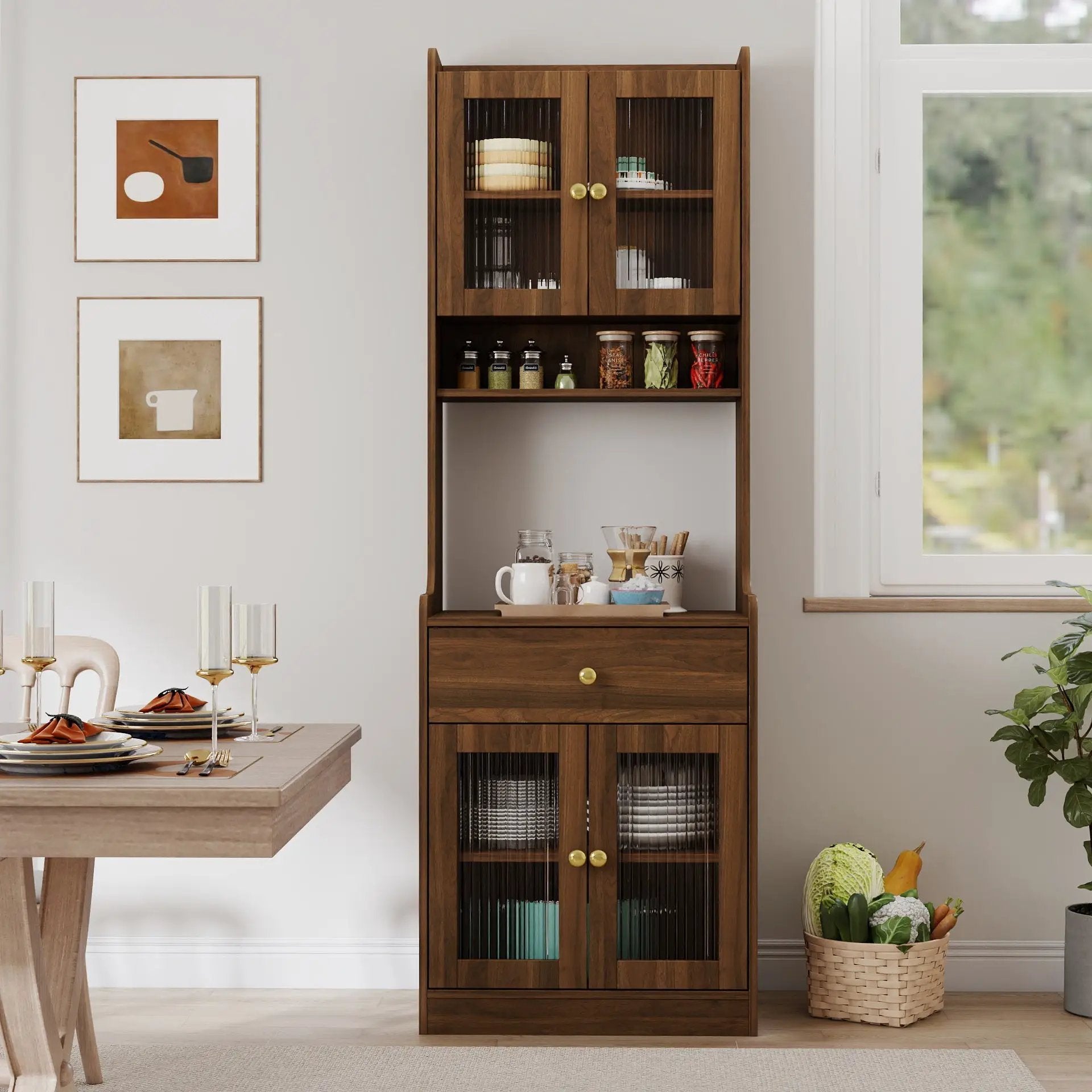 Kitchen Pantry Hutch Storage Cabinet Farmhouse Style by HouseOfZazla