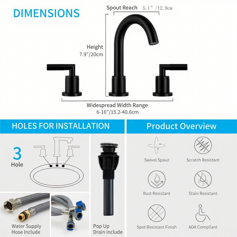 Bathroom Faucet 2 Handle Matte by HouseOfZazla