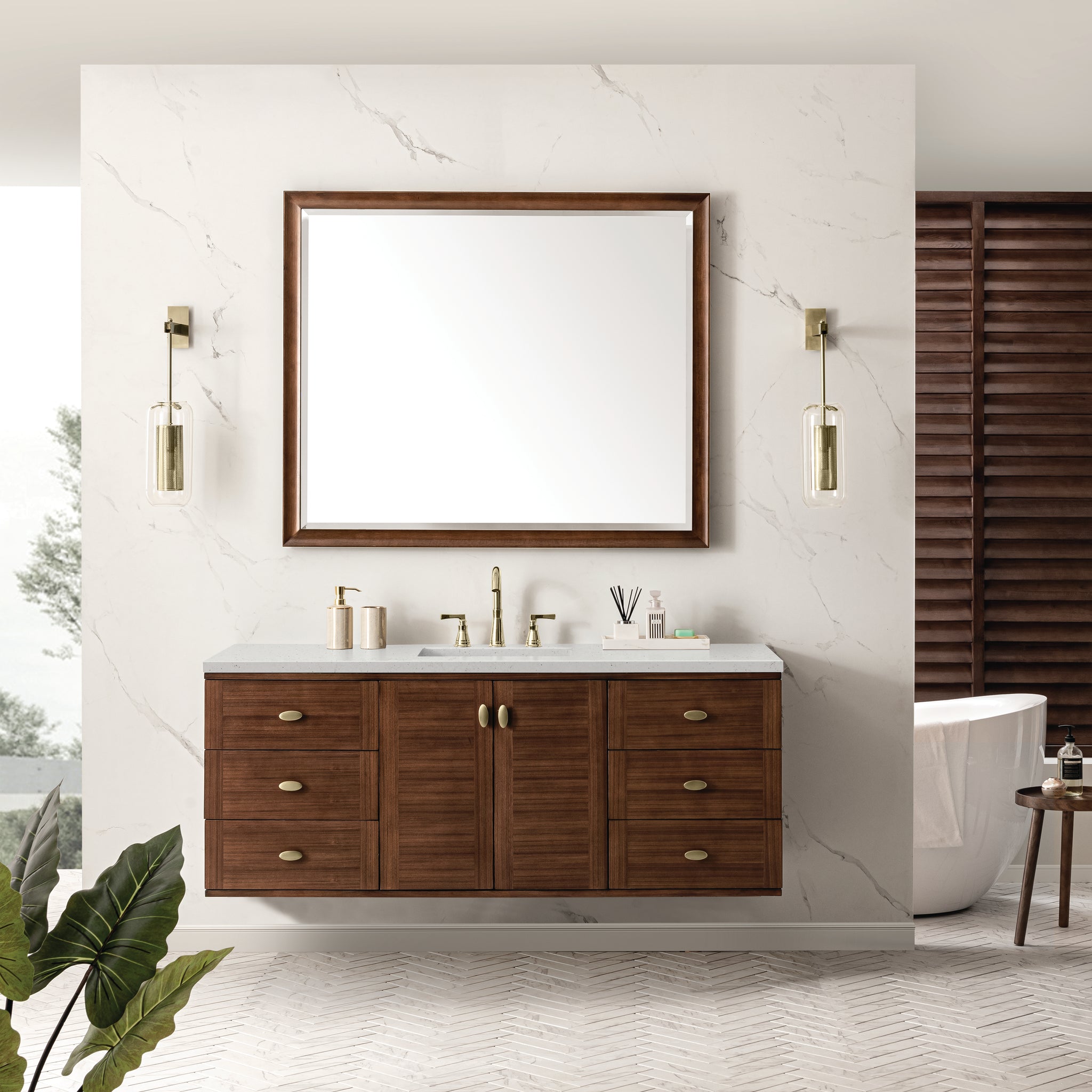 James Martin Amberly 60" Dual Mount Single Bathroom Vanity, Mid-Century Walnut, view 32