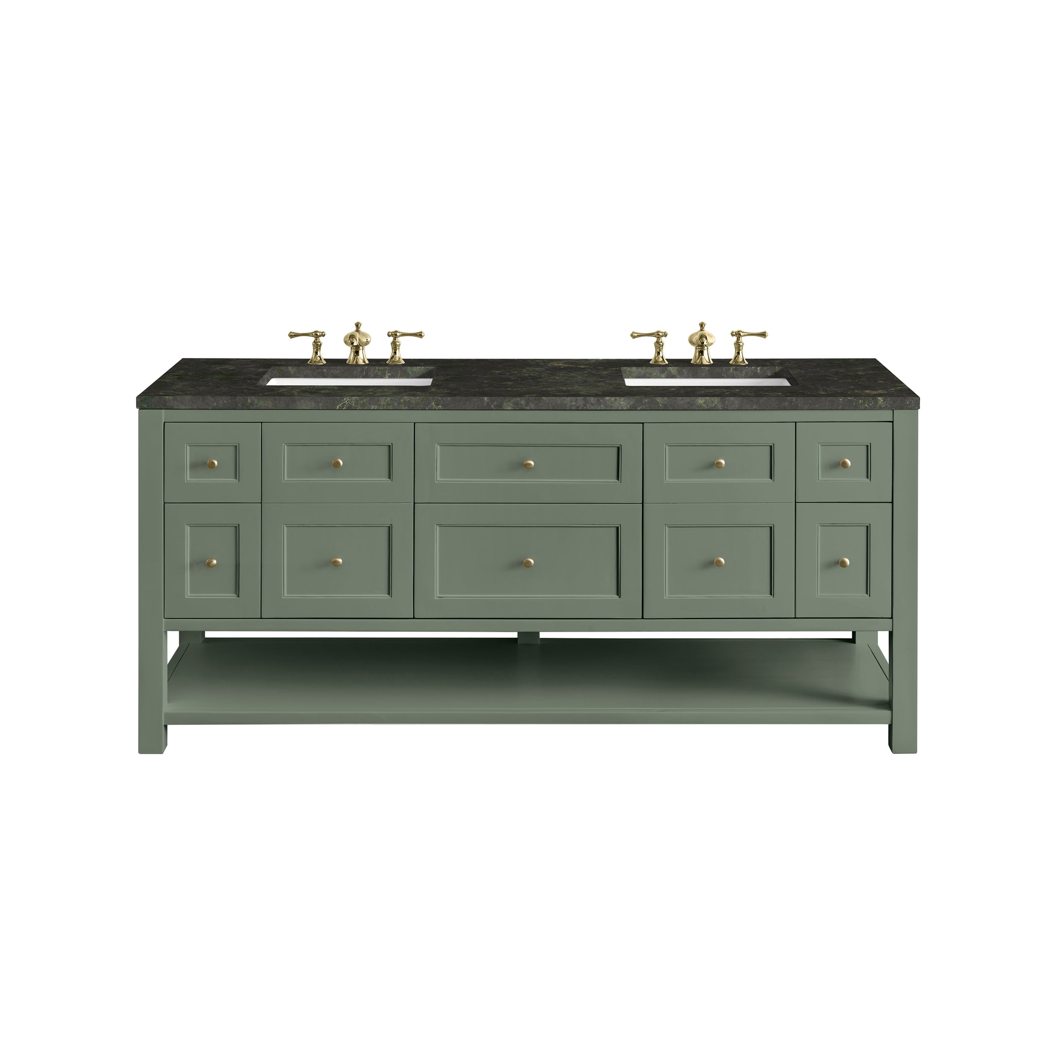 James Martin Breckenridge 72" Double Bathroom Vanity, Smokey Celadon with Phantome countertop