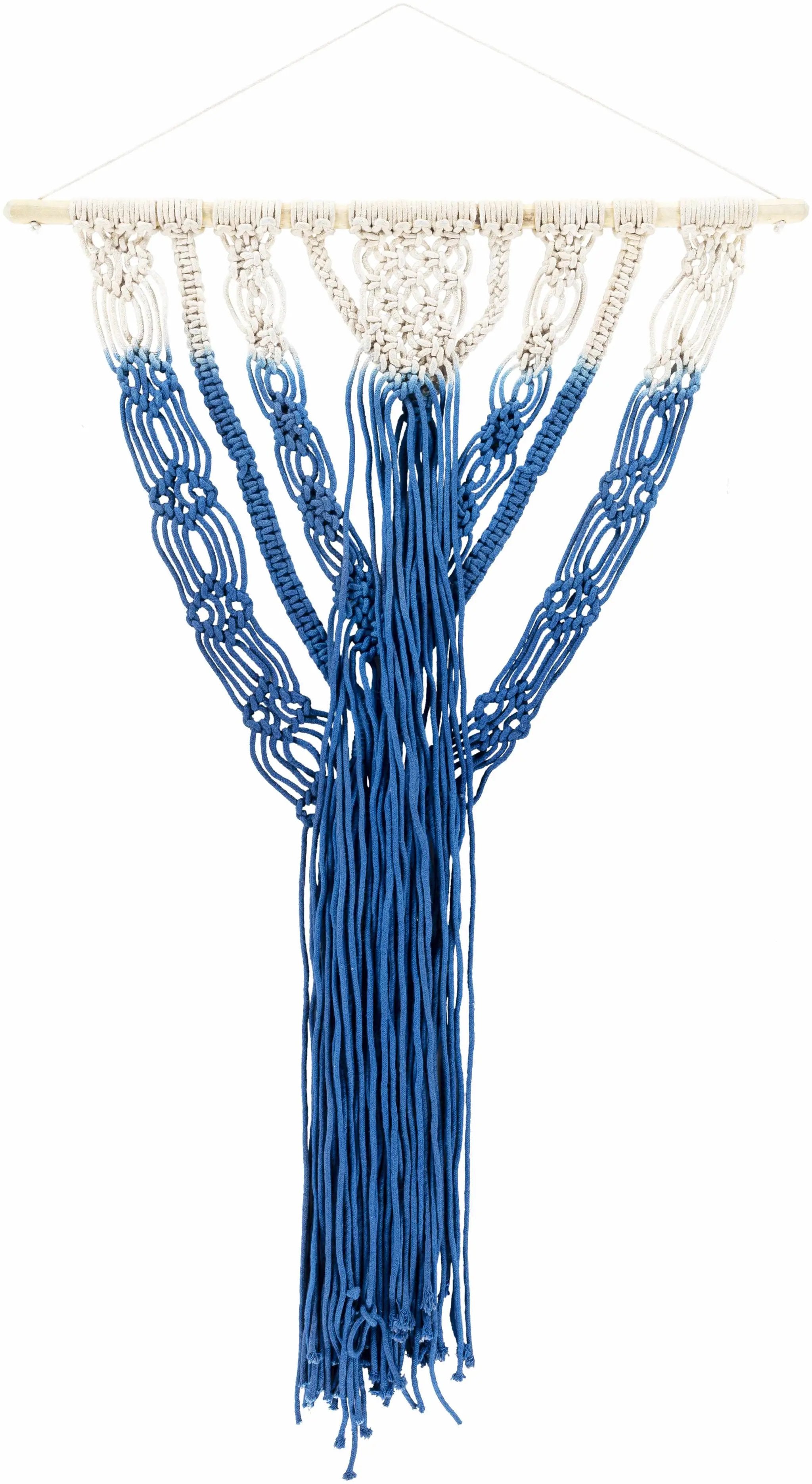 Dancalan Cream & Blue Macrame Wall Art - Clearance by Boutique Rugs