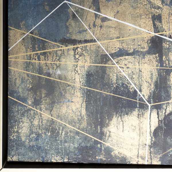 Darmstadt Abstract Gold and Blue Canvas Wall Art - Clearance by Boutique Rugs
