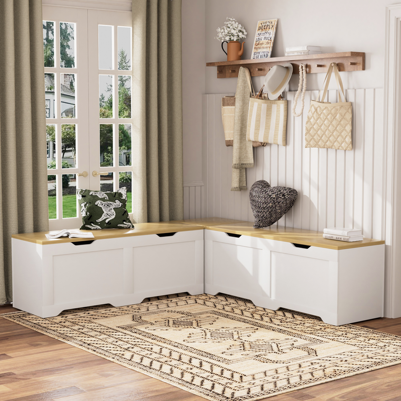 3-Piece L-Shaped Multi-Functional Storage Bench with Cushion by HouseOfZazla