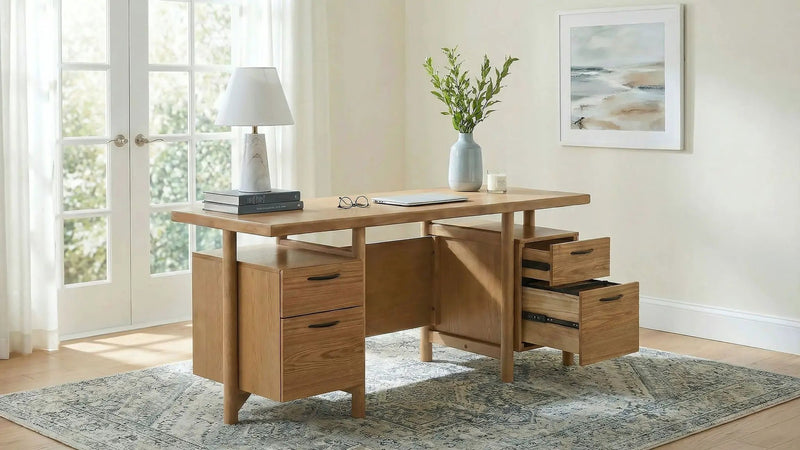 Roldan 69-inch 4-drawer Computer Desk with File Drawer Light Ash by Unique Piece Furniture