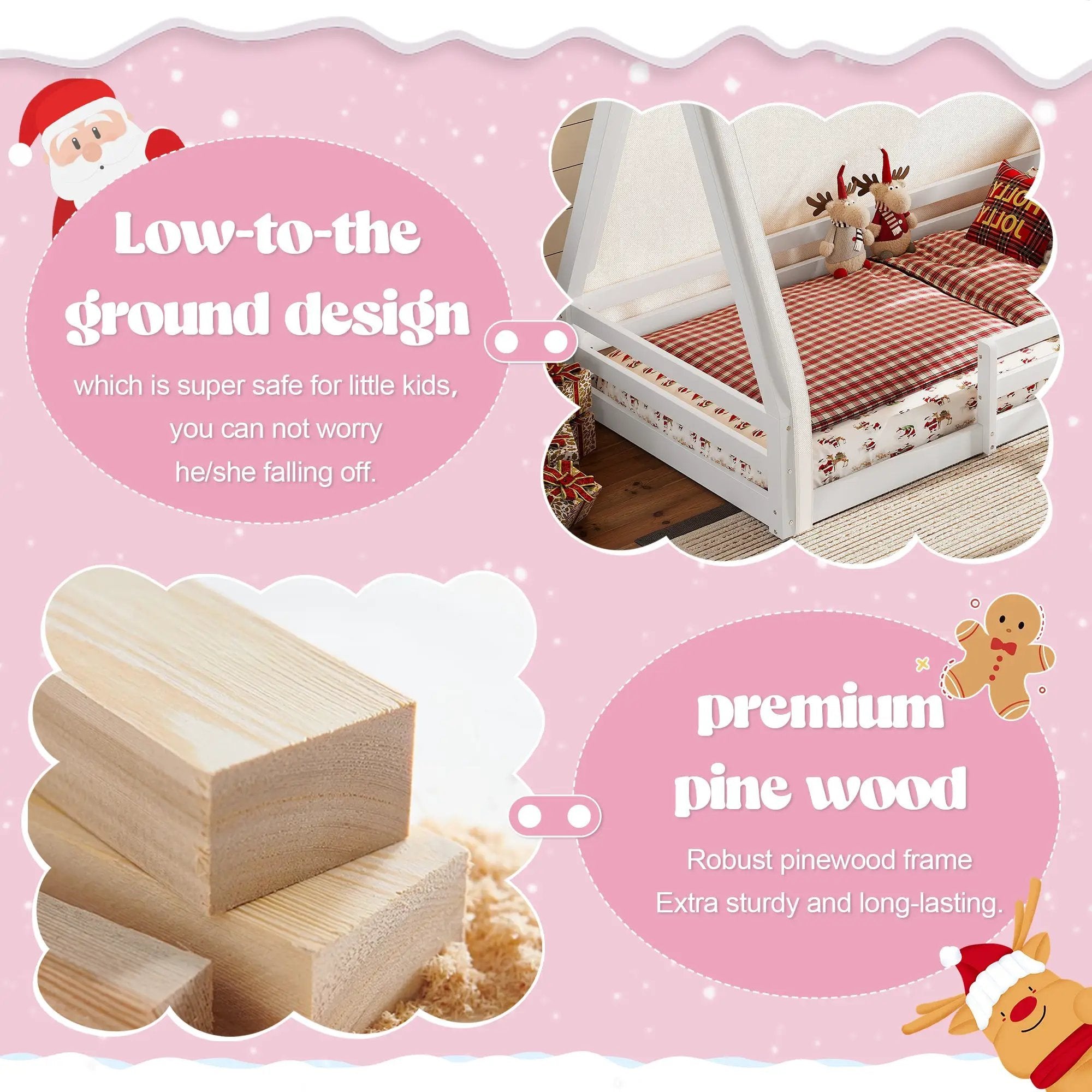 Twin Size House Floor Bed with Tent and Light by HouseOfZazla