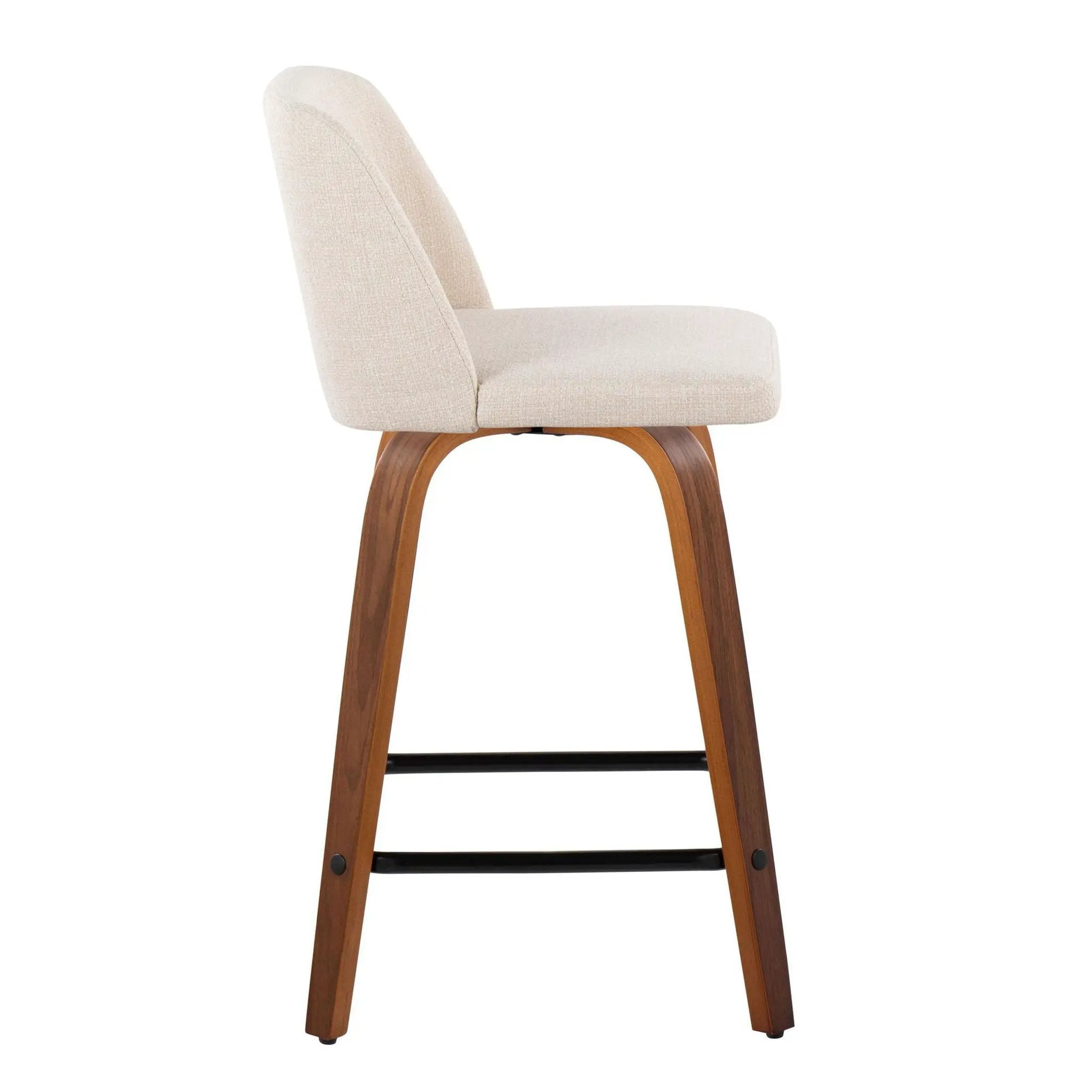 Toriano - Mid Century Modern Fixed Height Counter Stool With Swivel & Square Footrest (Set of 2) by HouseOfZazla