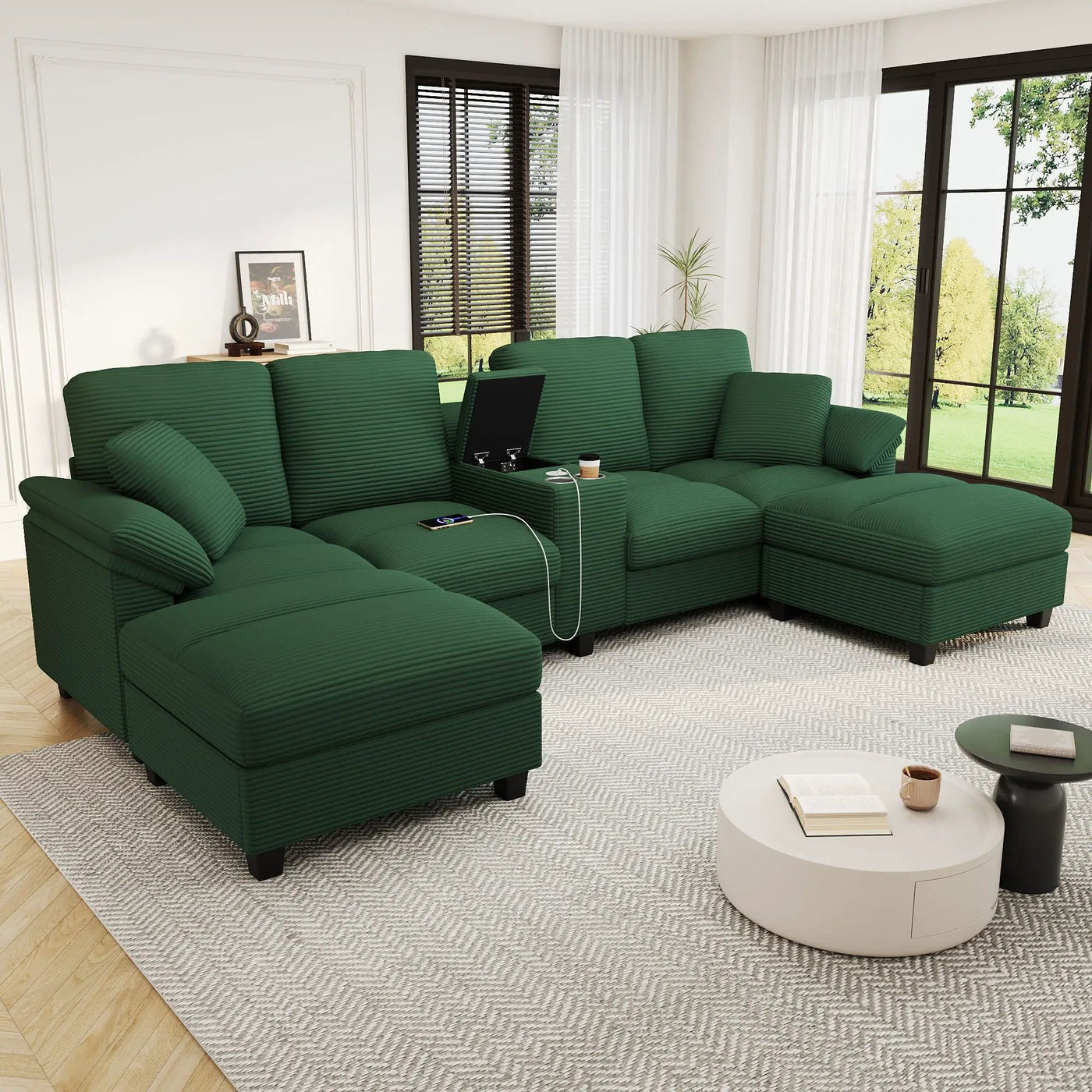 Modern U-Shaped Sectional Sofa With Storage Ottomans by Unique Piece Furniture