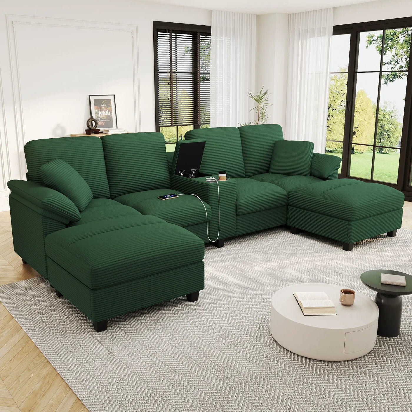 Modern U-Shaped Sectional Sofa With Storage Ottomans by HouseOfZazla