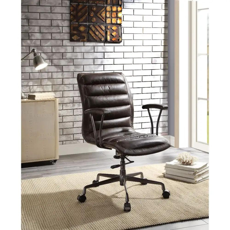 Zooey - Office Chair - Distress Chocolate Top Grain Leather by Unique Piece Furniture