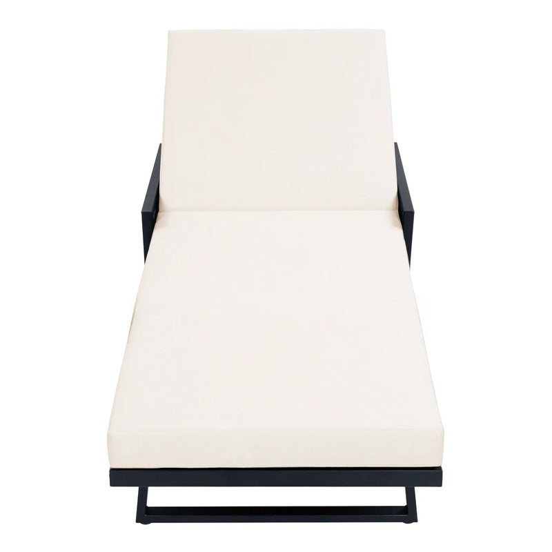 Black Iron Outdoor Chaise Lounge with Cream Cushion by HouseOfZazla